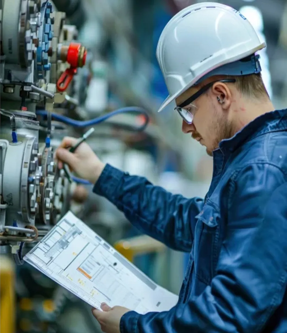 Engineer inspecting technical systems