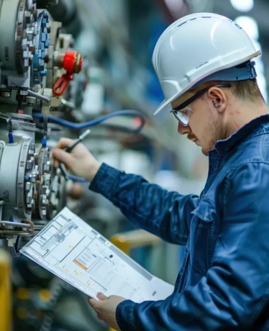 Engineer inspecting industrial control systems