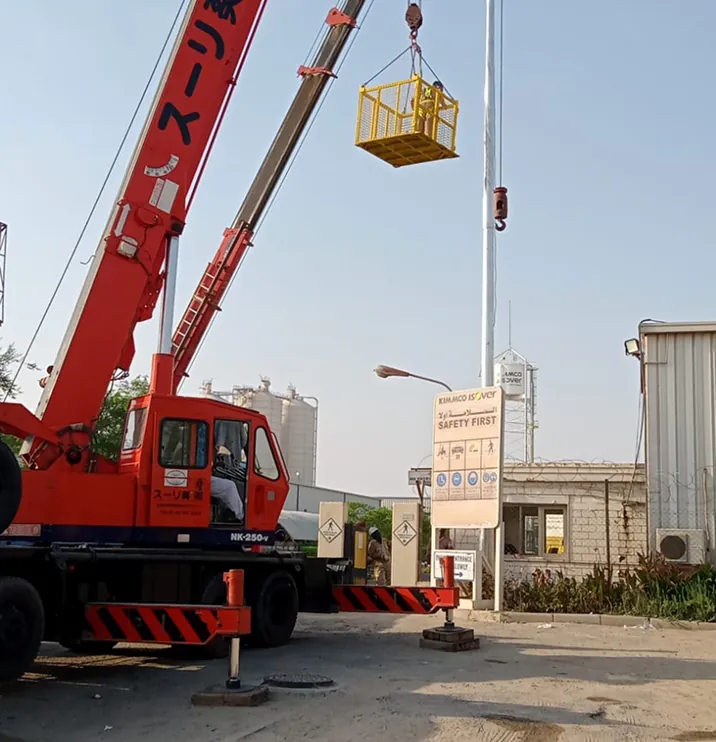 Construction site crane operation